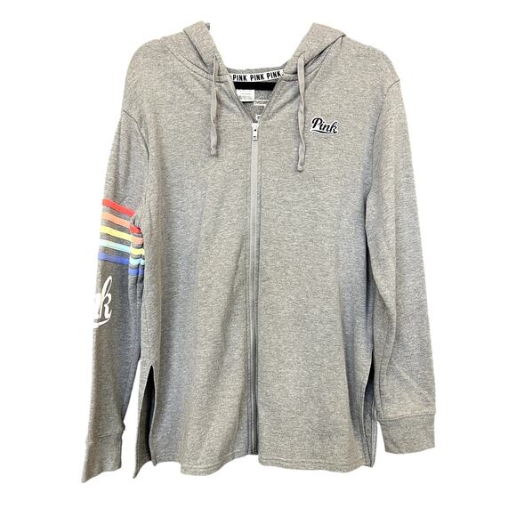 Victoria's Secret PINK Full Zip Gray Jacket Large - Picture 1 of 4